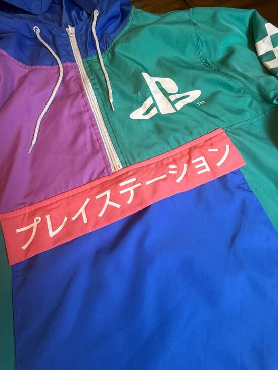 Sony PlayStation Retro Colorblock Anorak Windbreaker Hoodie Jacket - Picture 3 of 6